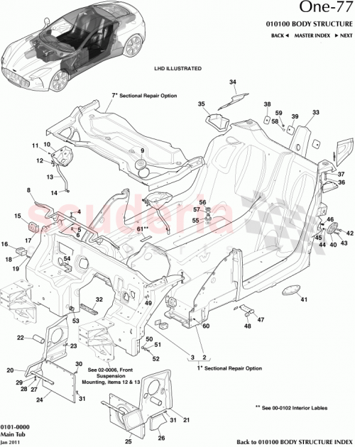 Part Diagram for Aston Martin 12023-09-6112-AA
