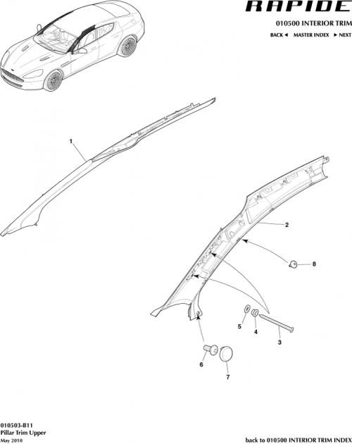 Part Diagram for Aston Martin KD43-025B39-BAW