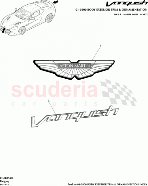 Part Diagram for Aston Martin CD33-001B40-CA