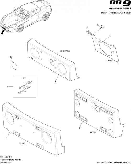 Part Diagram for Aston Martin CD33-17B389-DB