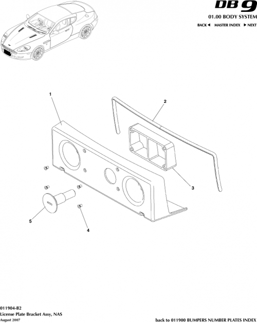 Part Diagram for Aston Martin 701354