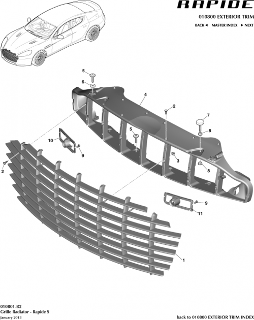 Part Diagram for Aston Martin DD43-15A864-AB
