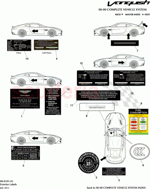 Part Diagram for Aston Martin DD33-69014-BB