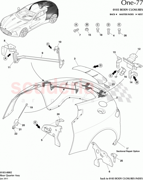 Part Diagram for Aston Martin DBYA02037-C