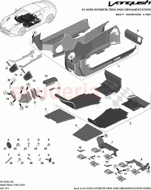Part Diagram for Aston Martin CD33-281B11-AEW