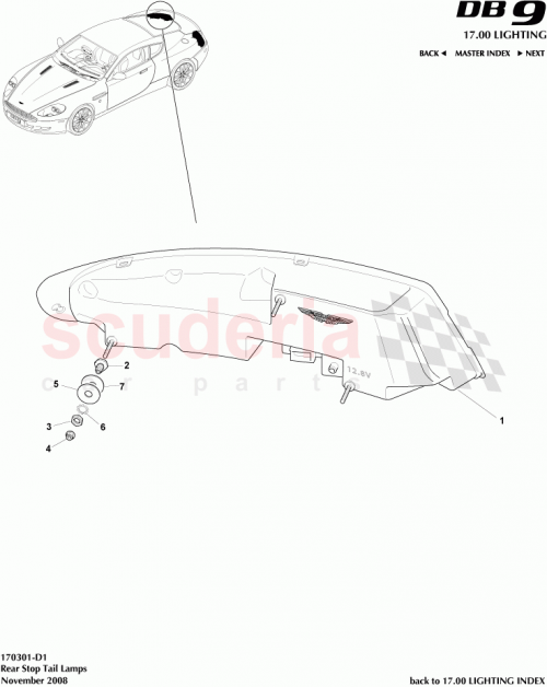 Part Diagram for Aston Martin 8D33-37-10142