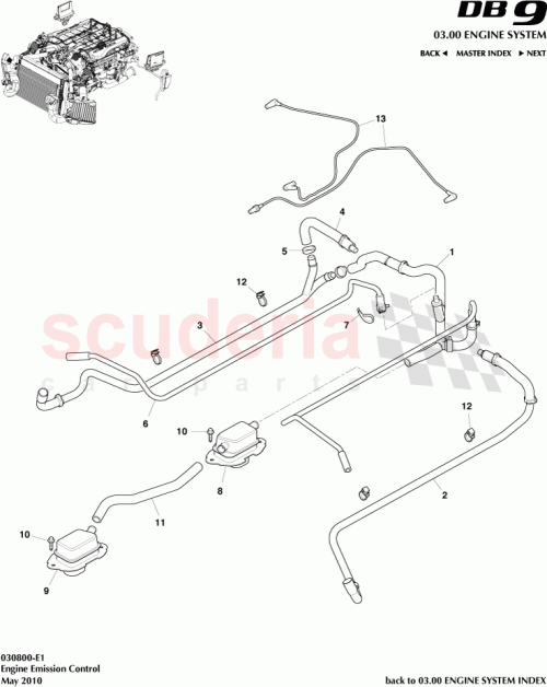 Part Diagram for Aston Martin 4G43-9E498-AA