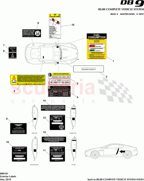 Part Diagram for Aston Martin 4G43-973624-BB