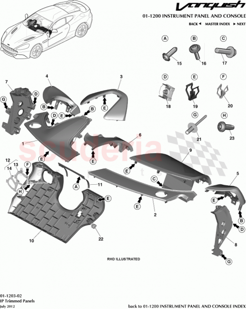 Part Diagram for Aston Martin DD33-68172-AA