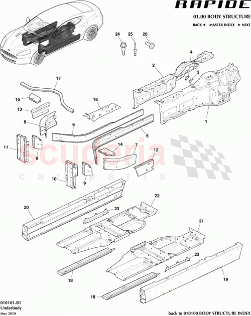 Part Diagram for Aston Martin GOAD43100A94AB