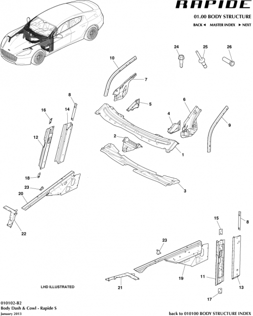 Part Diagram for Aston Martin DD43-16B247-AA
