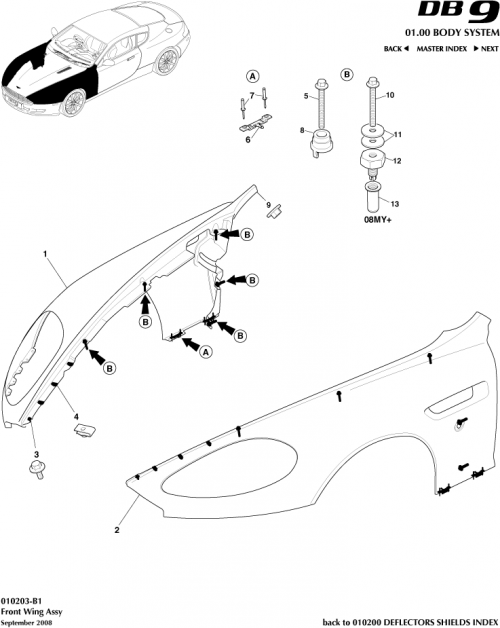 Part Diagram for Aston Martin 4G43-16005-AR