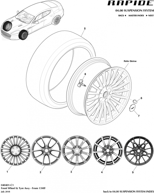 Part Diagram for Aston Martin FD43-1007-EA