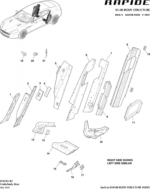 Part Diagram for Aston Martin GOAD43-A28B00-AB