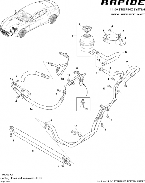 Part Diagram for Aston Martin FD33-3E525-AA