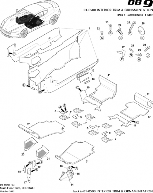 Part Diagram for Aston Martin DD43-281B13-ABW