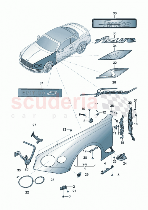 Part Diagram for Bentley 3SD807834D