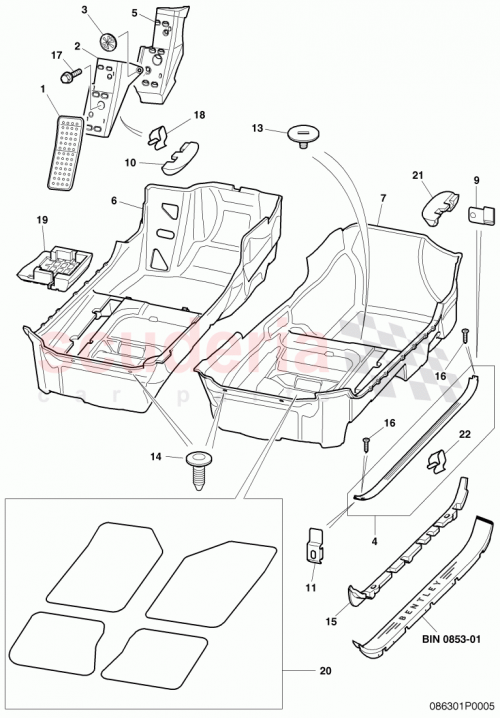 Part Diagram for Bentley 3W2 863 703 AA