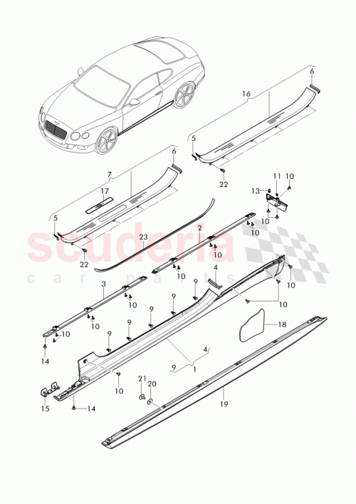 Part Diagram for Bentley 3W3 854 889 B