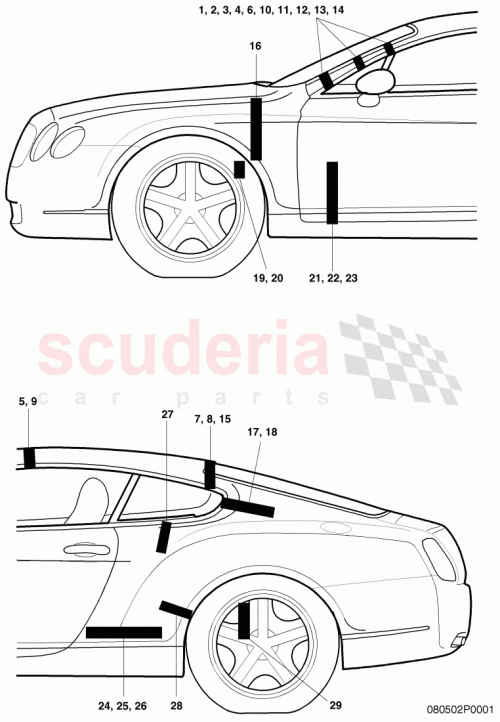 Part Diagram for Bentley 3W8 864 635 H