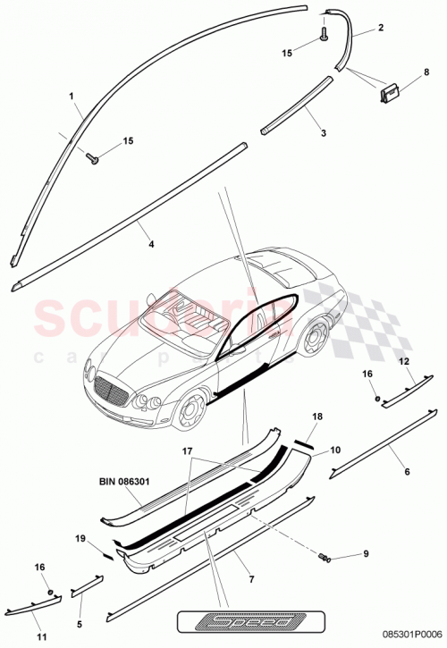 Part Diagram for Bentley 3W8 853 537 AS