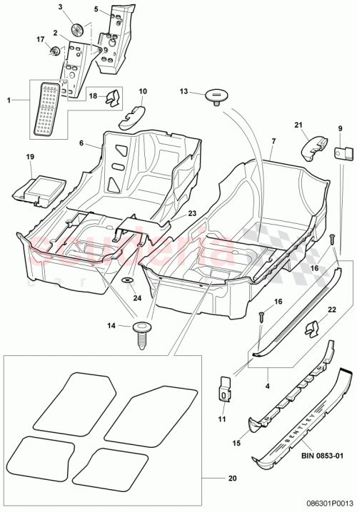 Part Diagram for Bentley 3W0868523