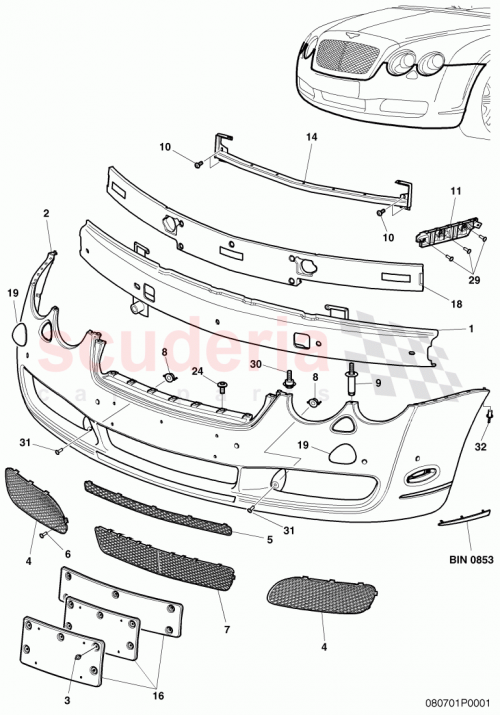 Part Diagram for Bentley 3W8807683D