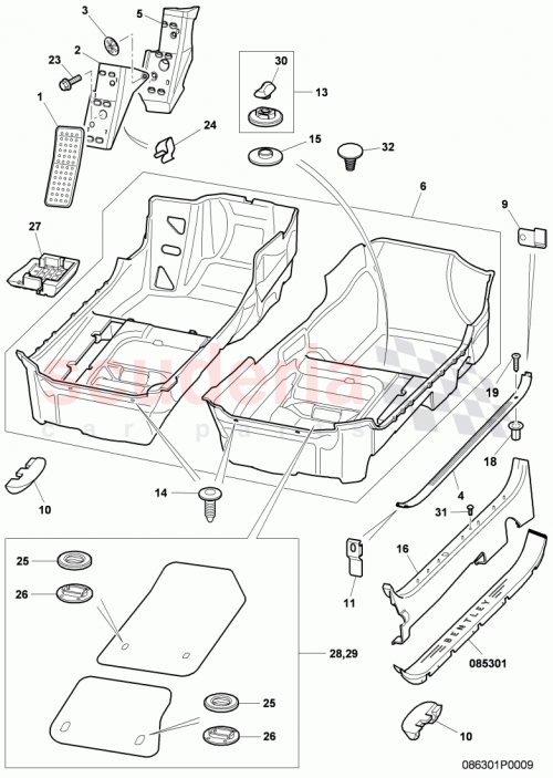 Part Diagram for Bentley 3W3 863 563 C