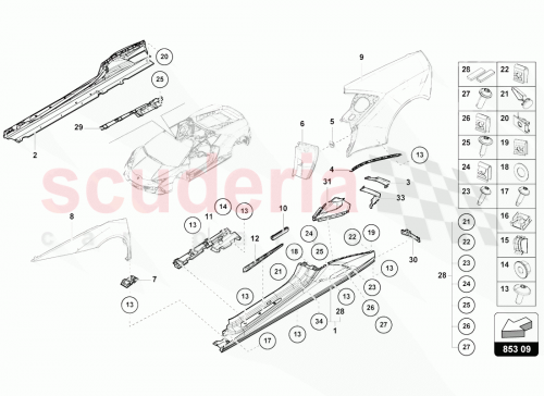 Part Diagram for Lamborghini 4T0853653CGRU