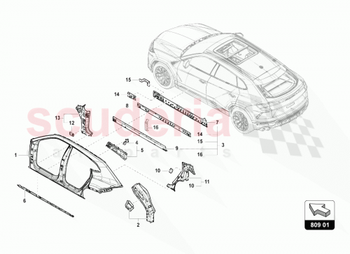 Part Diagram for Lamborghini 4M0809494D