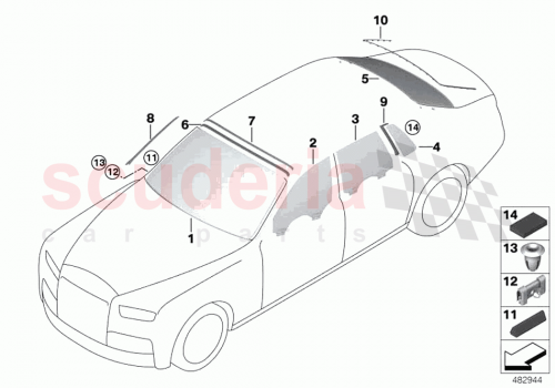 Part Diagram for Rolls Royce 51357413007